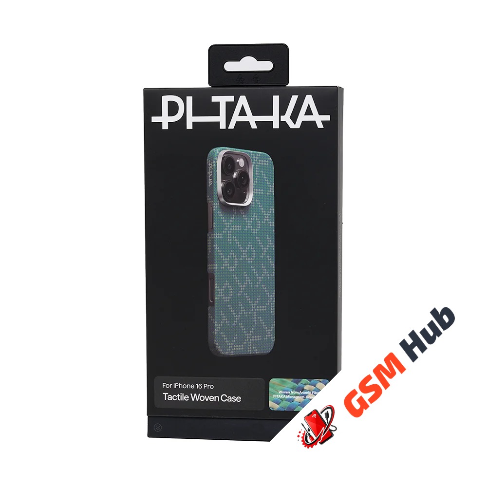 Чехол PITAKA Monogram Tactile Woven Case iPhone 16 Pro (Green/Gold)