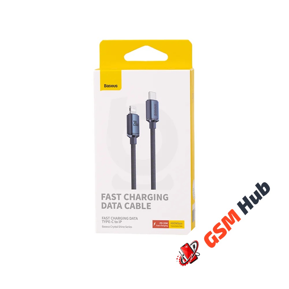 Кабель Baseus Crystal Shine Series (Быстрая зарядка) (USB-C-Lightning) (20W) (2m) (Черный)