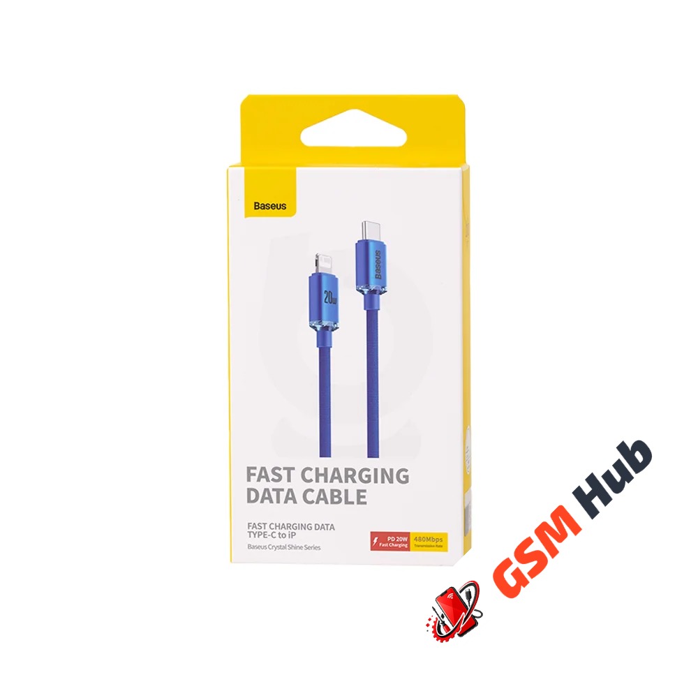 Кабель Baseus Crystal Shine Series (Быстрая зарядка) (USB-C-Lightning) (20W) (2m) (Синий)