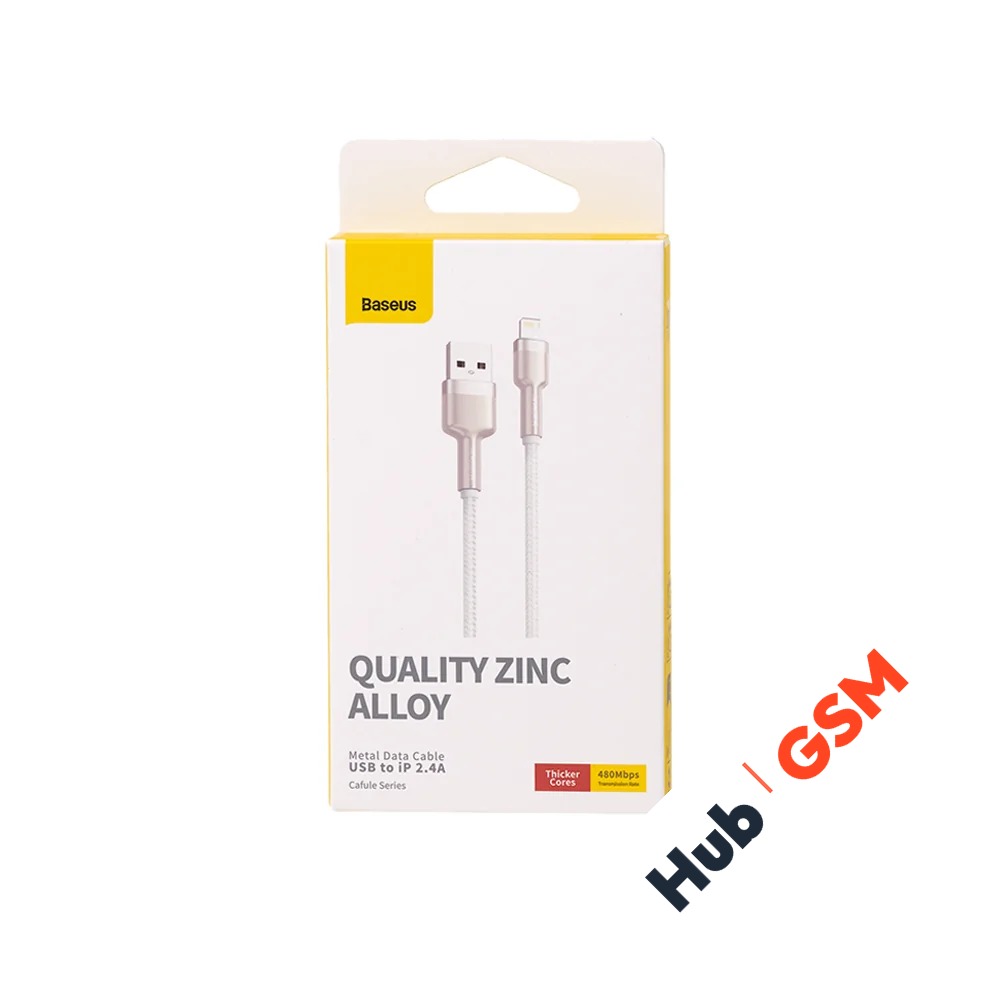 Кабель Baseus Cafule Series Metal (USB A-Lightning) (2.4A) (1m) (Белый)