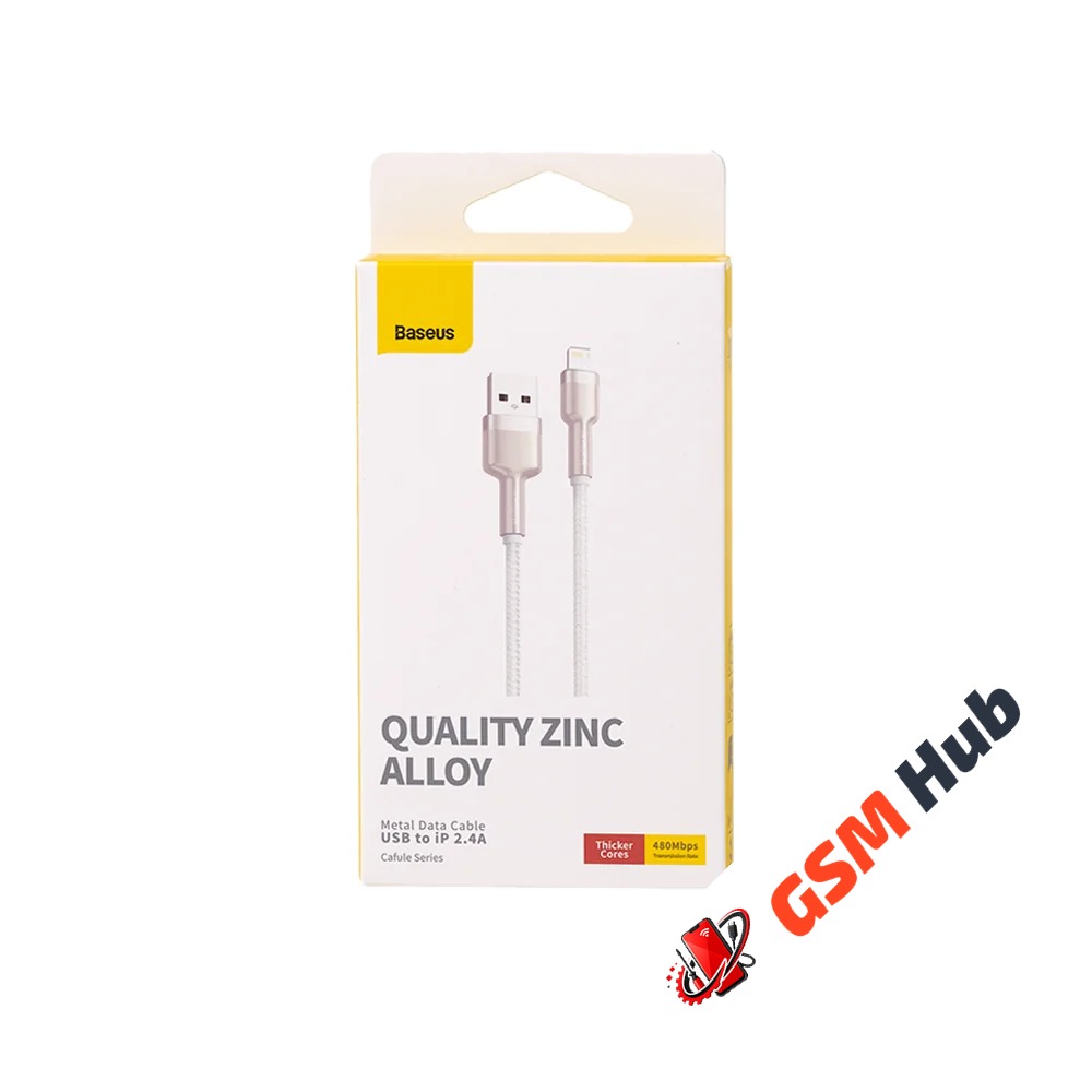Кабель Baseus Cafule Series Metal (USB A-Lightning) (2.4A) (1m) (Белый)