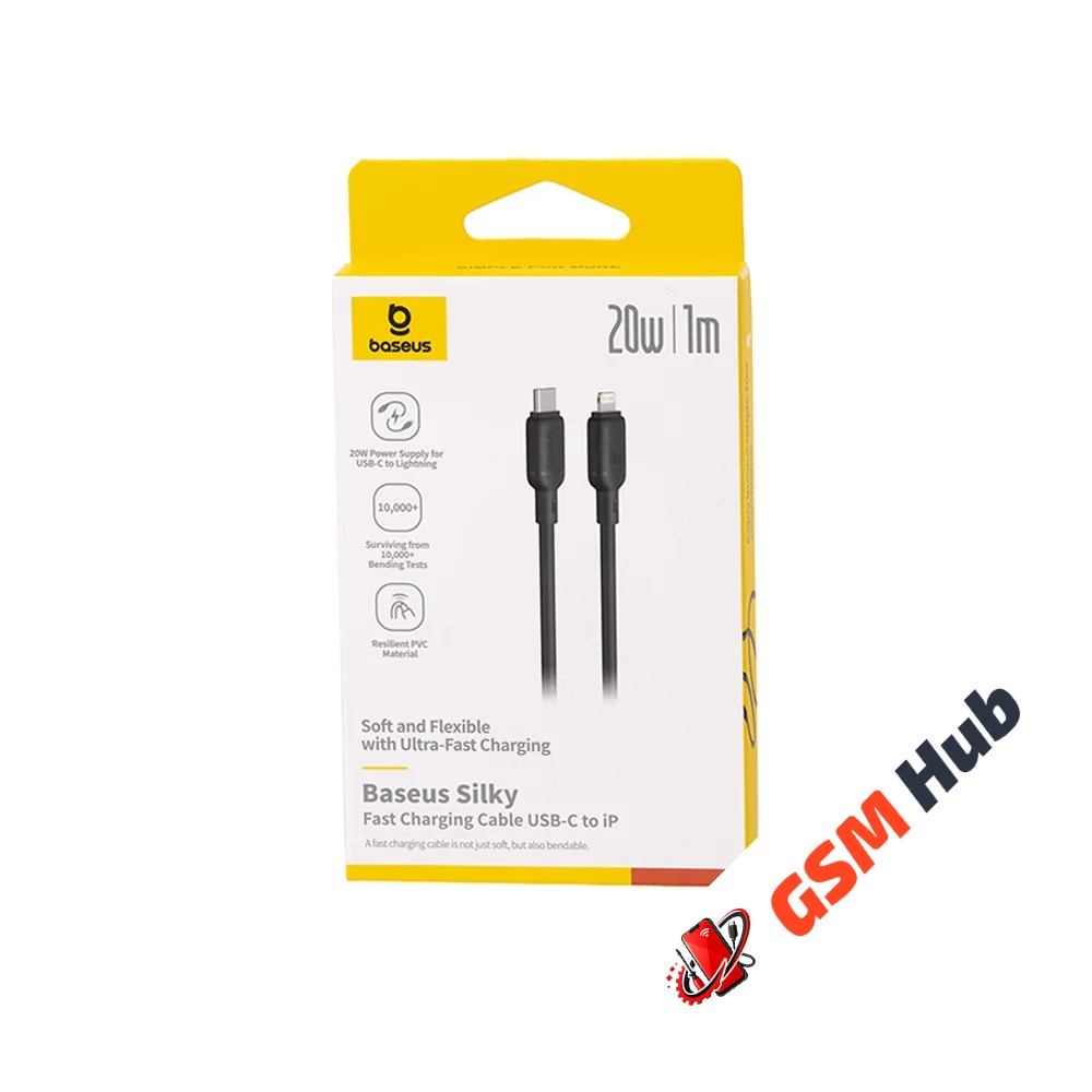 Кабель Baseus Jelly Liquid Silica Gel (Быстрая зарядка) (USB C-Lightning) (20W) (1.2m) (Черный)