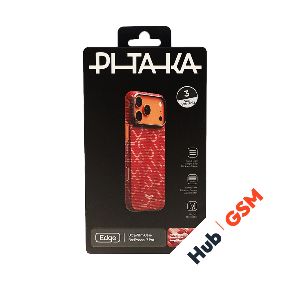 Чехол PITAKA Monogram Ultra-Slim Case iPhone 17 Pro (Gold/Red) (PitaTap)