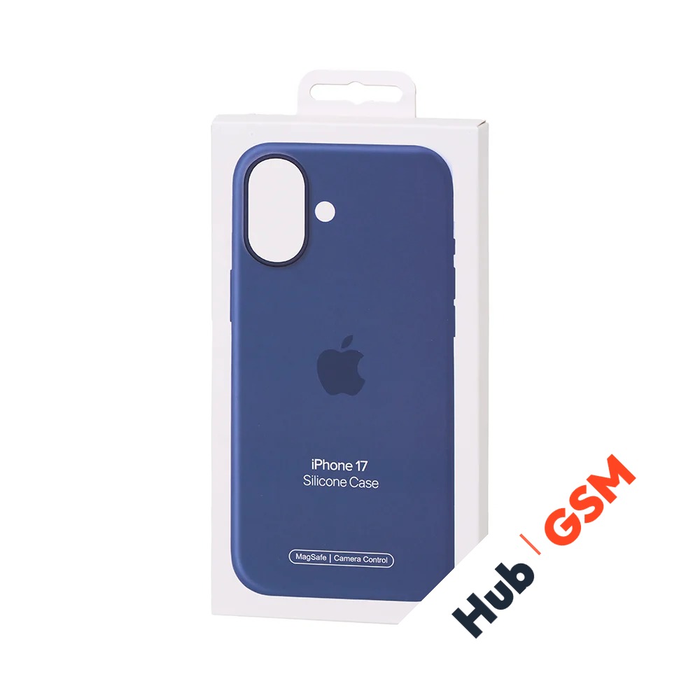 Чехол Силиконовый Magsafe iPhone 17 (С анимацией) (С кнопкой) (Синий)