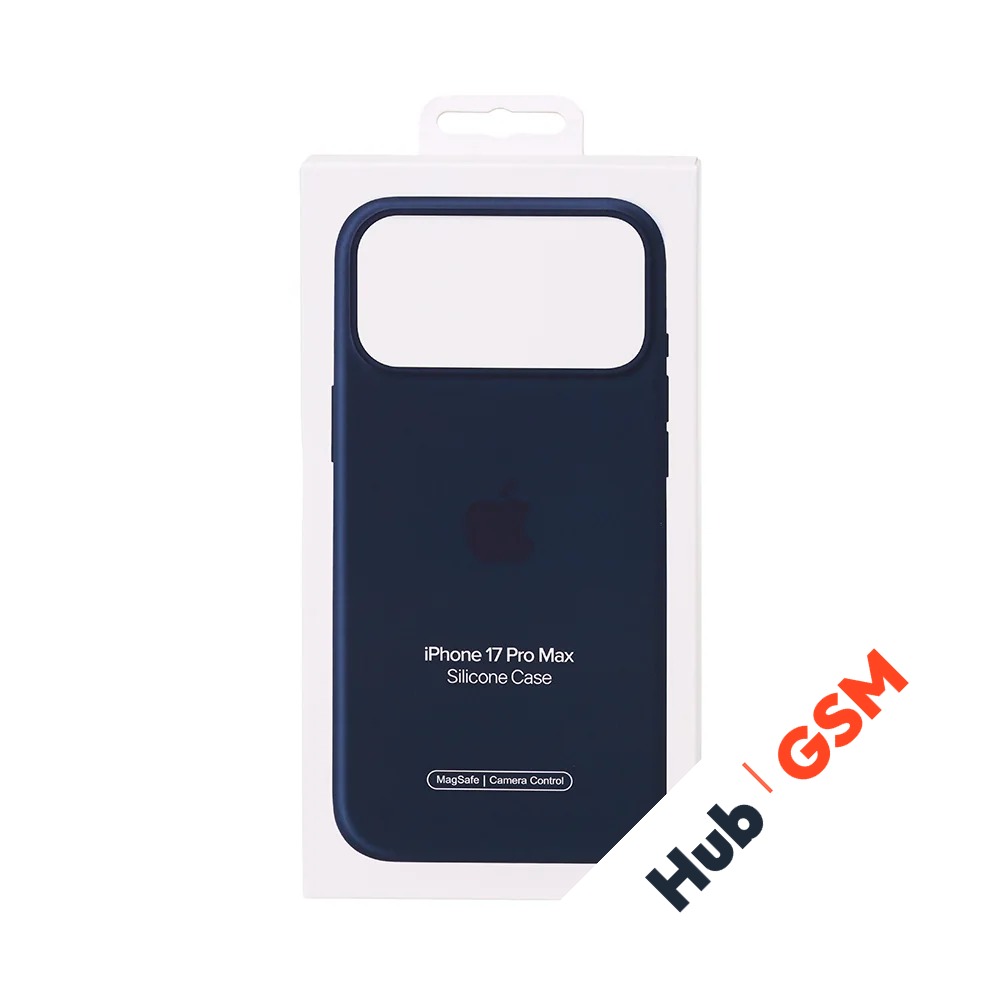 Чехол Силиконовый Magsafe iPhone 17 Pro Max (С анимацией) (С кнопкой) (Темно-синий)