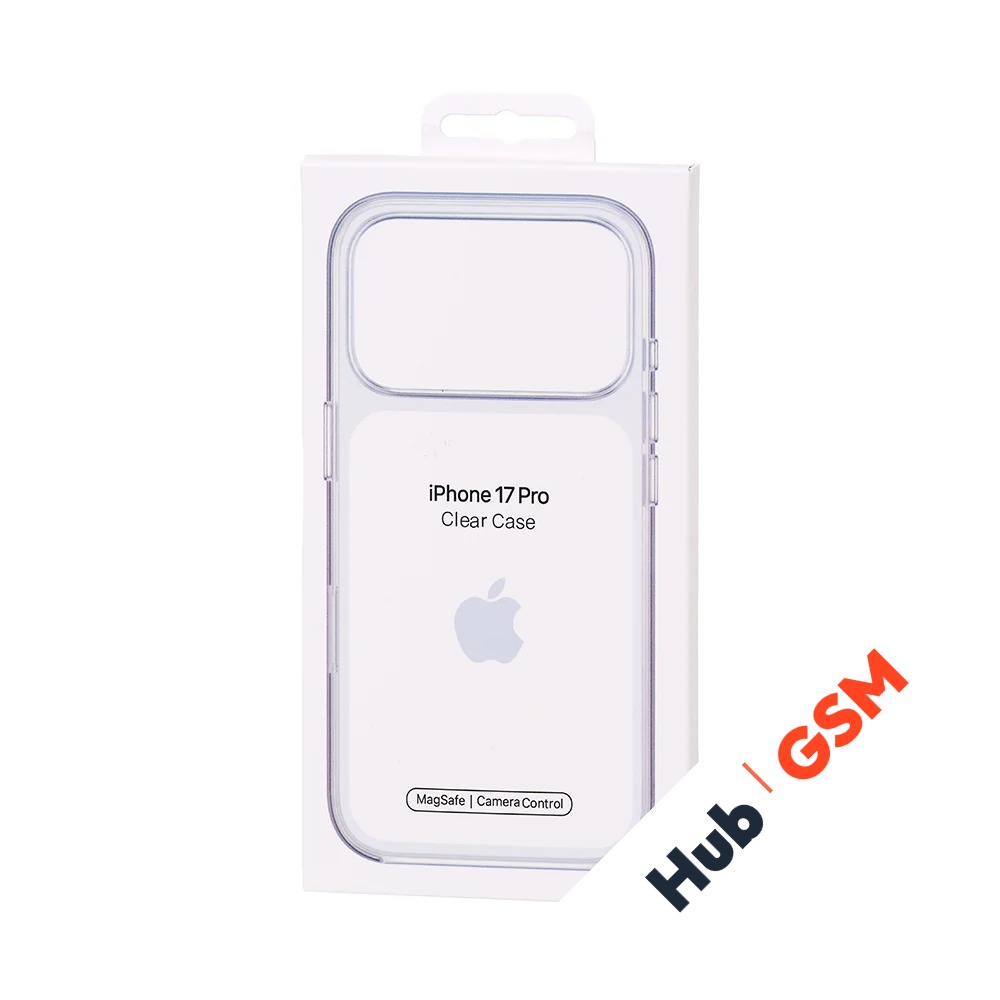 Чехол пластиковый Clear Case MagSafe iPhone 17 Pro (Orig) (С анимацией) (С кнопкой) (Прозрачный)