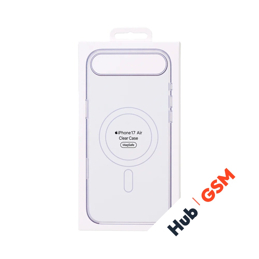 Чехол пластиковый Clear Case MagSafe iPhone 17 Air (С анимацией) (С кнопкой) (Прозрачный)