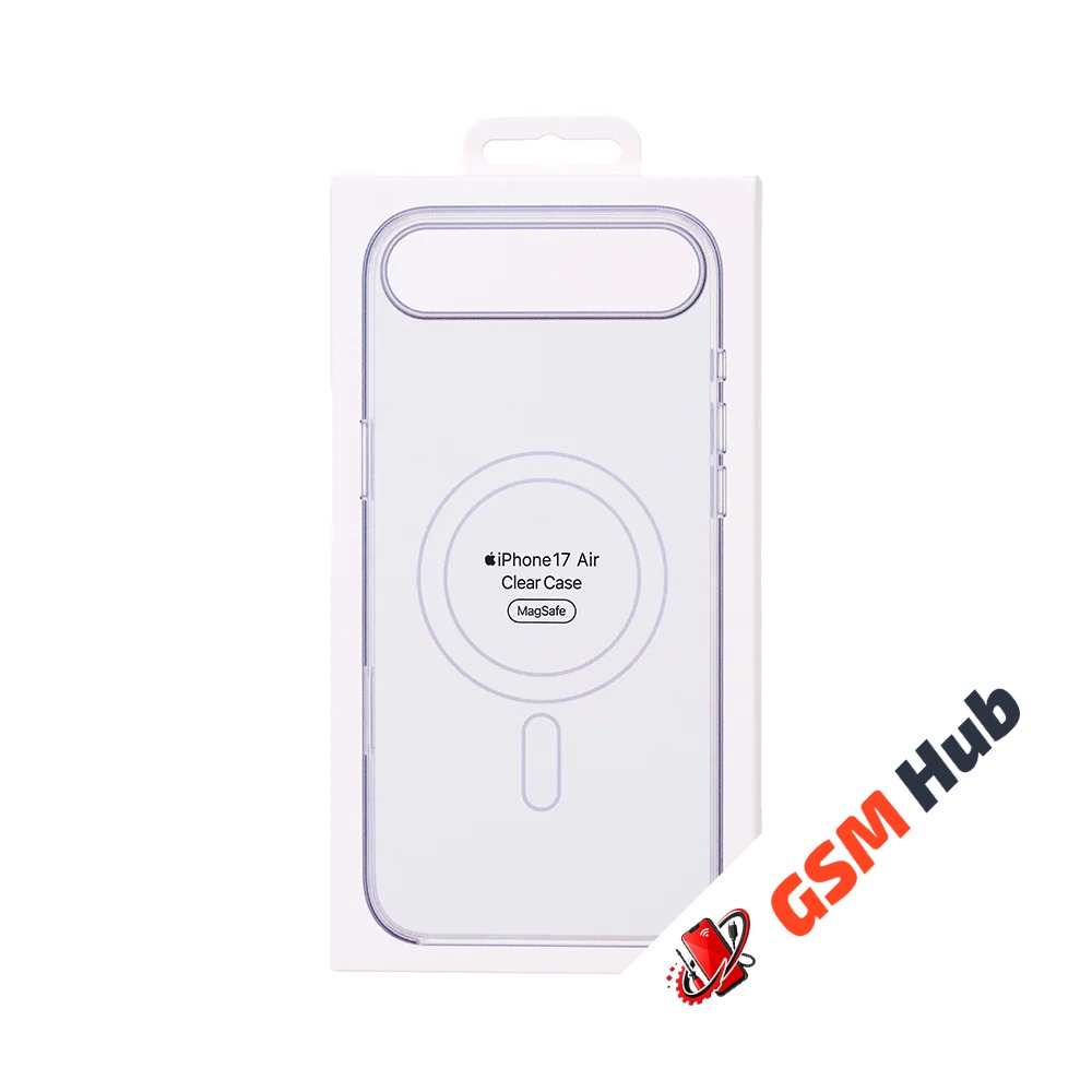 Чехол пластиковый Clear Case MagSafe iPhone 17 Air (С анимацией) (С кнопкой) (Прозрачный)