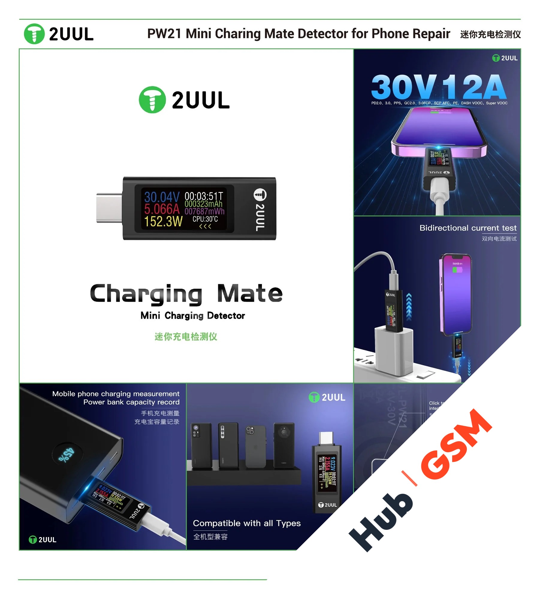 Тестер 2UUL PW21 (USB / Type-C)