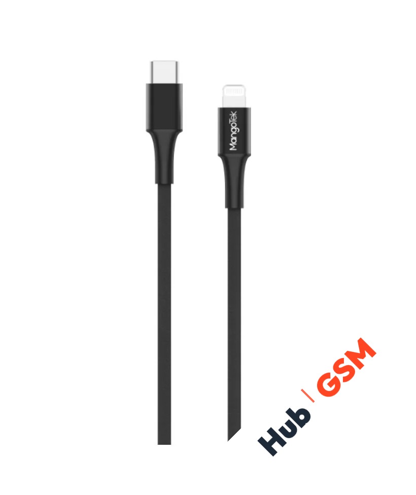 Кабель MangoTek MCA20C (Apple MFI) (USB-C / Lightning) (Нейлон) (Black)