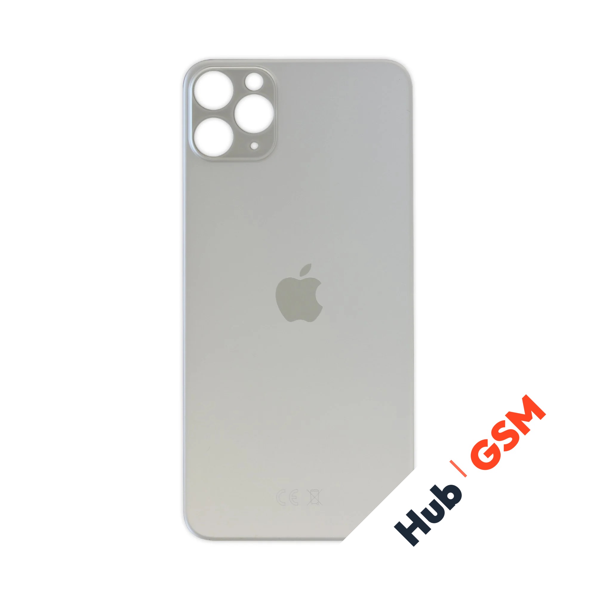 Задняя крышка (стекло) Широкий вырез iPhone 11 Pro Max (Silver)