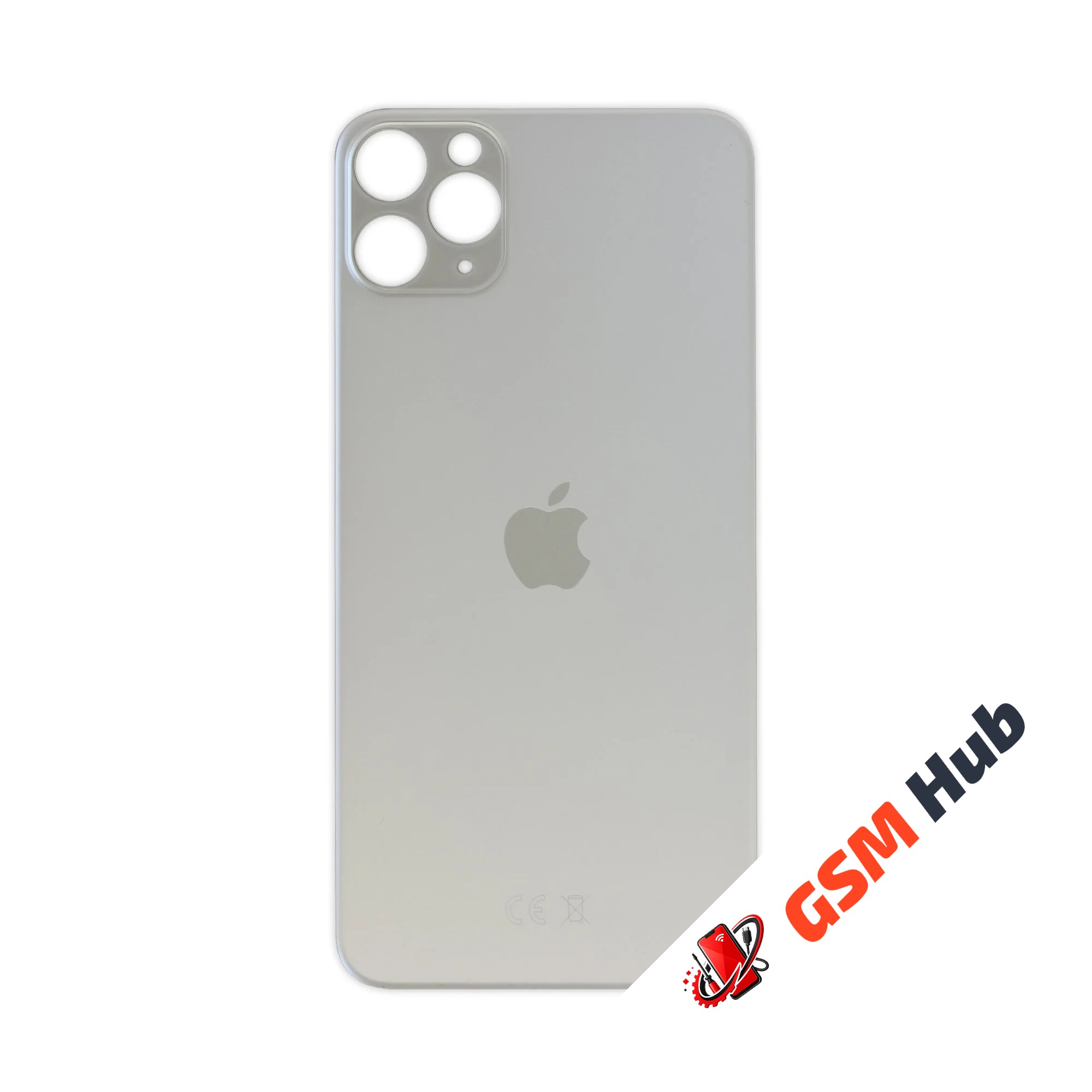 Задняя крышка (стекло) Широкий вырез iPhone 11 Pro Max (Silver)