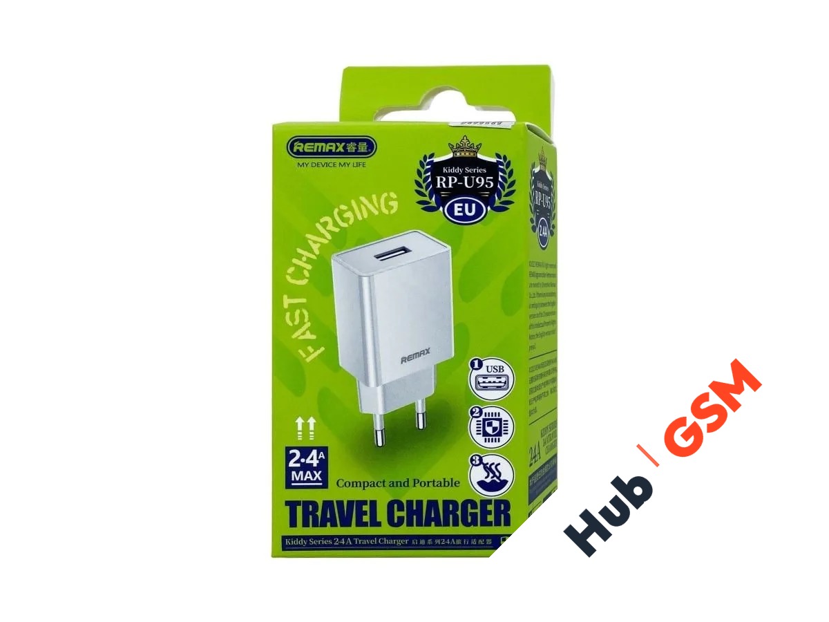СЗУ Remax RP-U95 (USB A) (2.4A) (Белый)