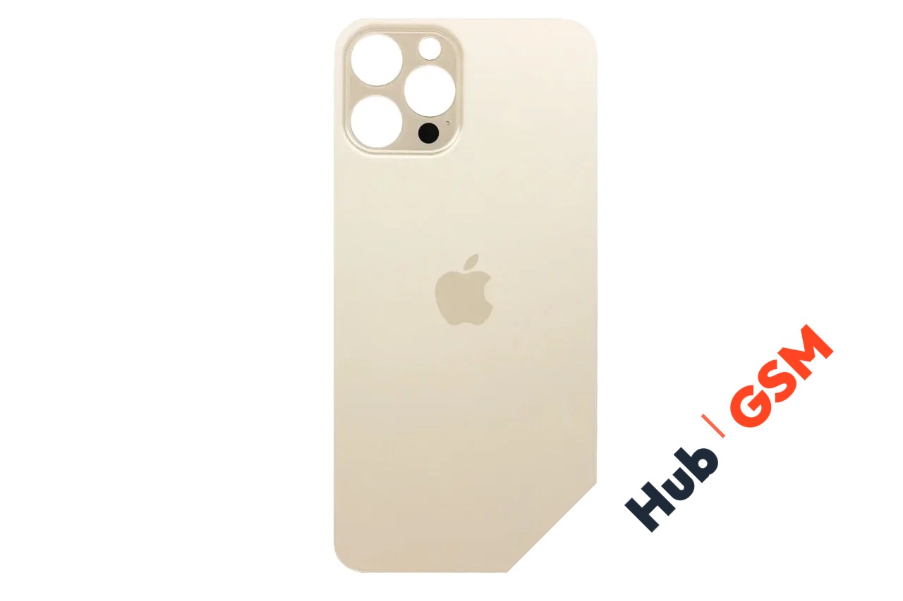 Задняя крышка (стекло) Широкий вырез iPhone 12 Pro Max (Gold)