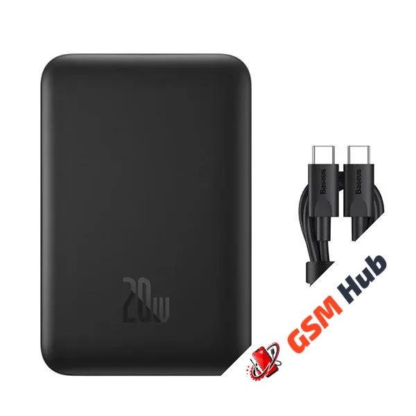 Внешний АКБ Baseus Magnetic Mini Air (Беспроводная зарядка) (10000mAh) (20W) (С кабелем) (Черный)