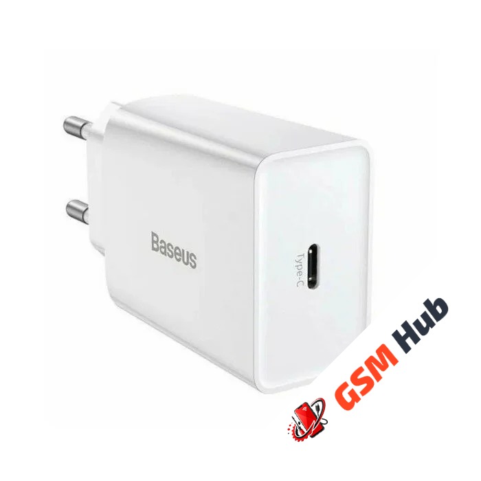 СЗУ Baseus Speed Mini (Быстрая зарядка) (USB-C) (20W EU) (Белый)