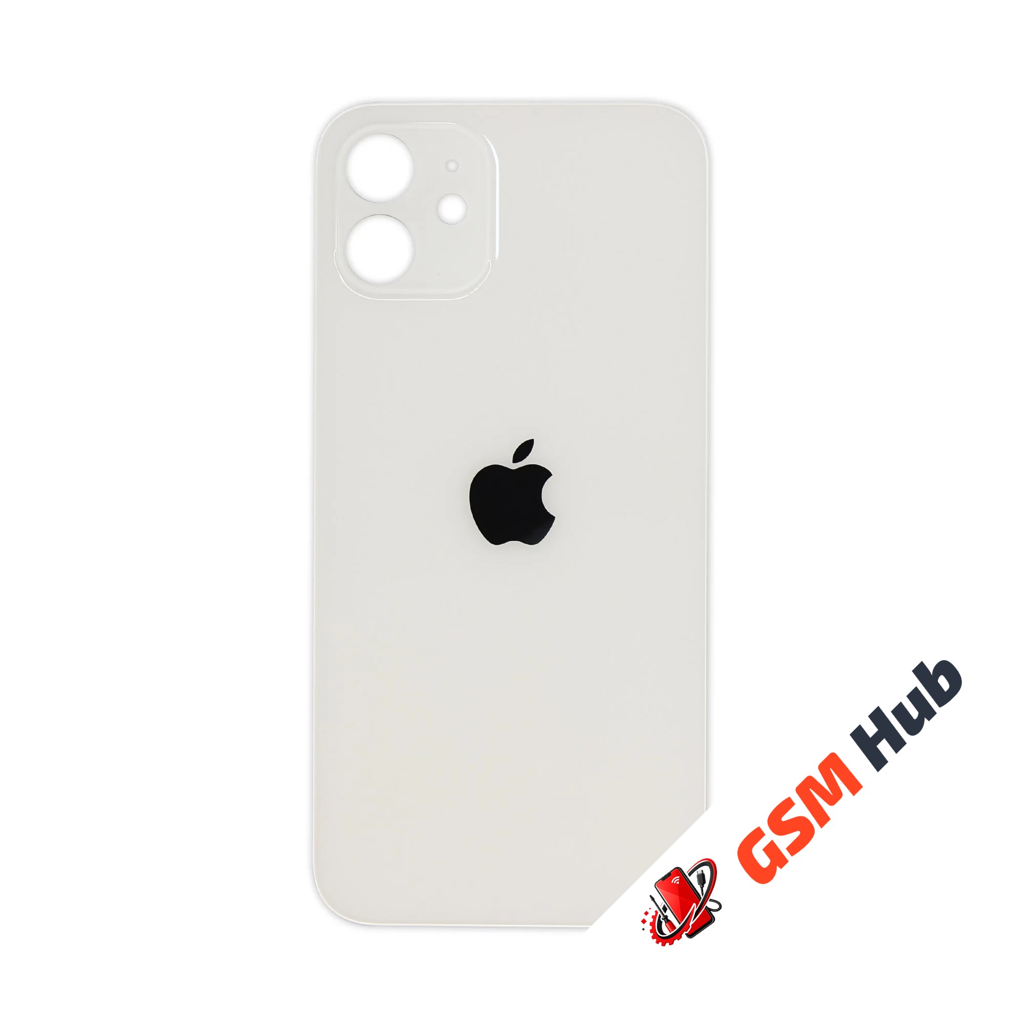 Задняя крышка (стекло) Широкий вырез iPhone 12 (White)