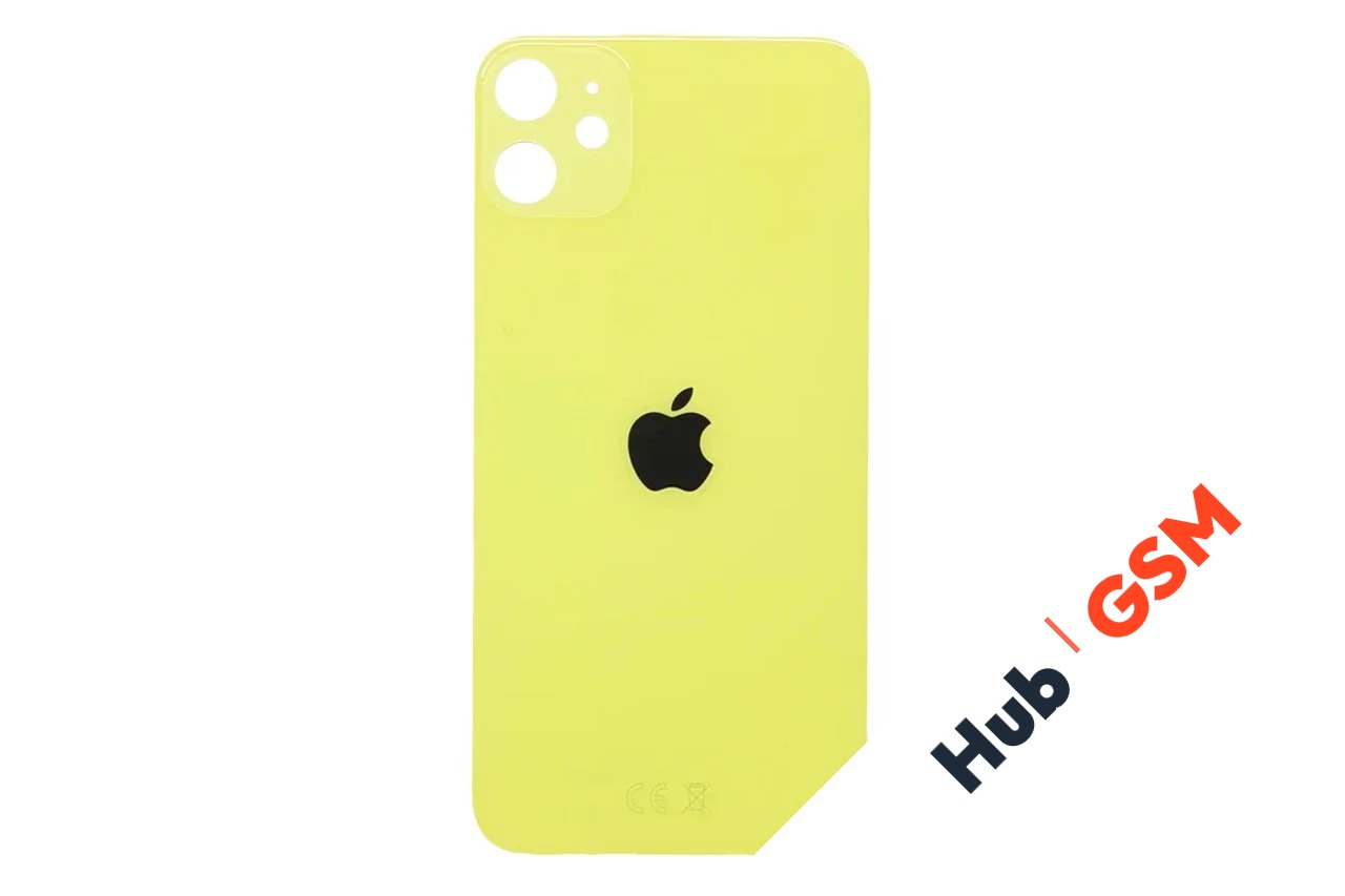 Задняя крышка (стекло) узкий вырез iPhone 11 Оригинал (Yellow)