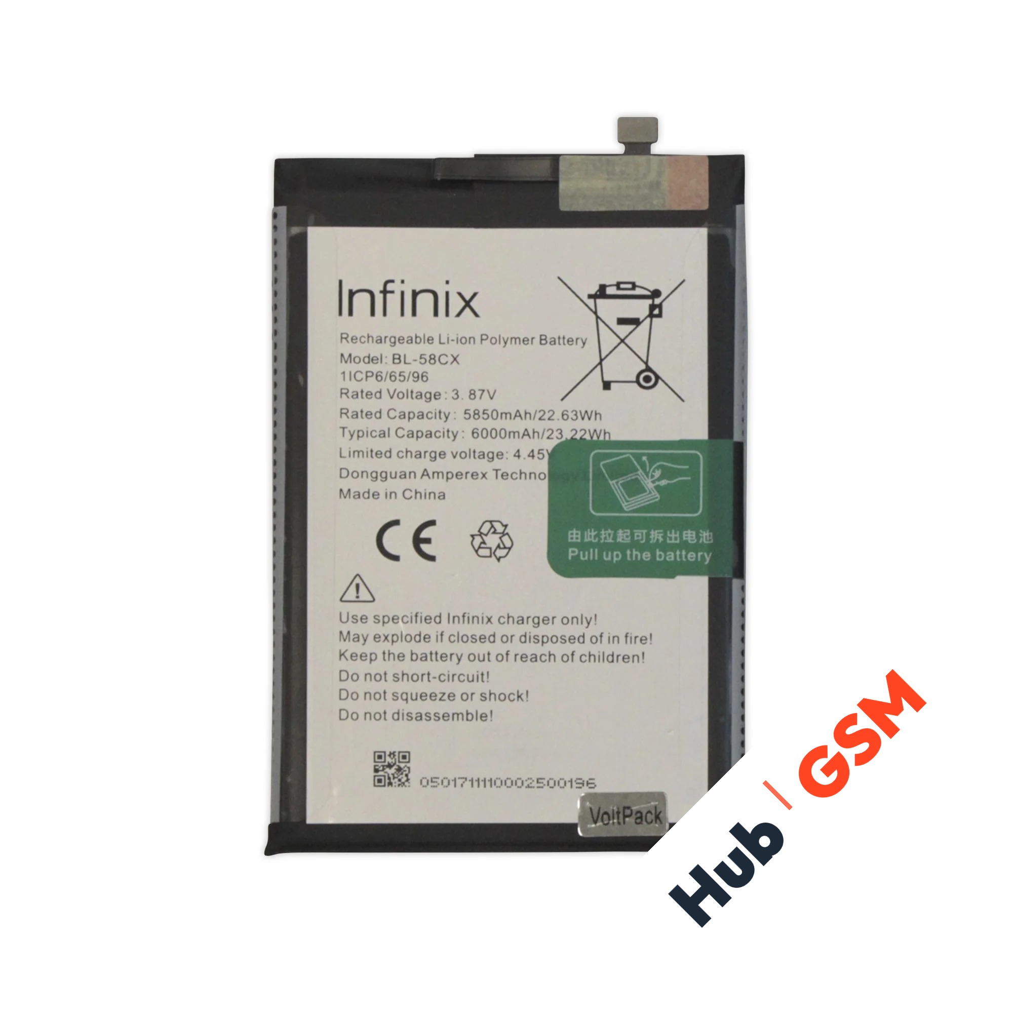Аккумулятор Infinix X659 / Hot 10i / Smart 7 (BL-58CX) 6000mAh VoltPack