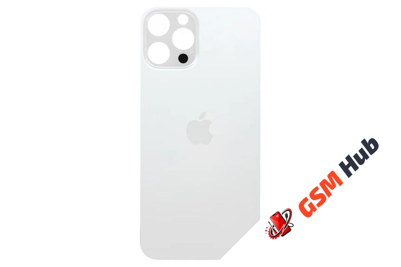 Задняя крышка (стекло) Узкий вырез iPhone 12 Pro Max (Silver)