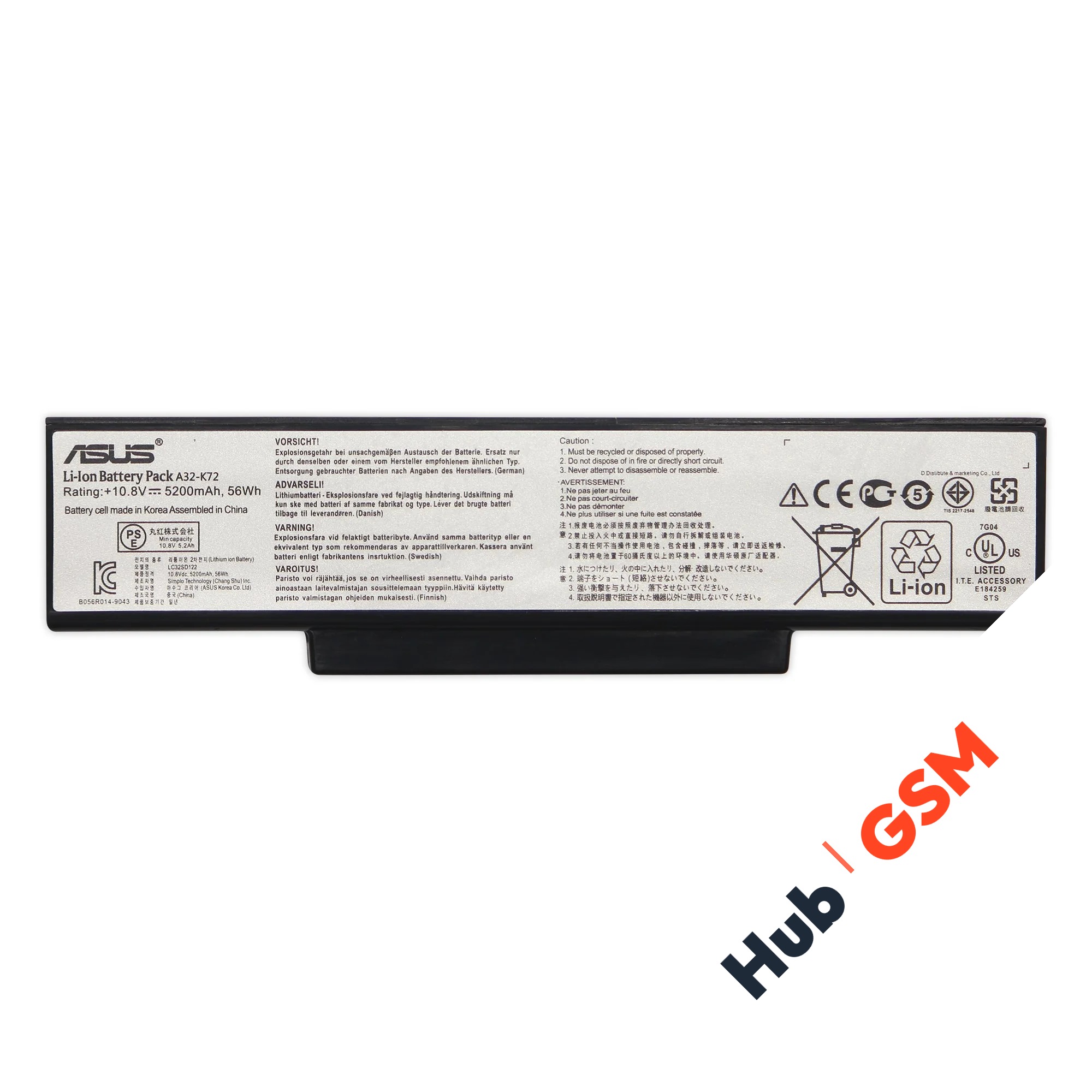 Аккумулятор Asus K72 / K72JK / K72JR / K72F / K73 / K72D / K72J / K72Q / K72JF / N71 / N73 / X77 / 5