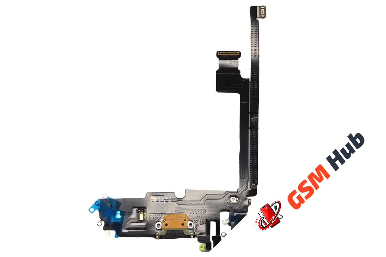 Шлейф с разъемом зарядки iPhone 12 Pro Max Оригинал IC (Черный)
