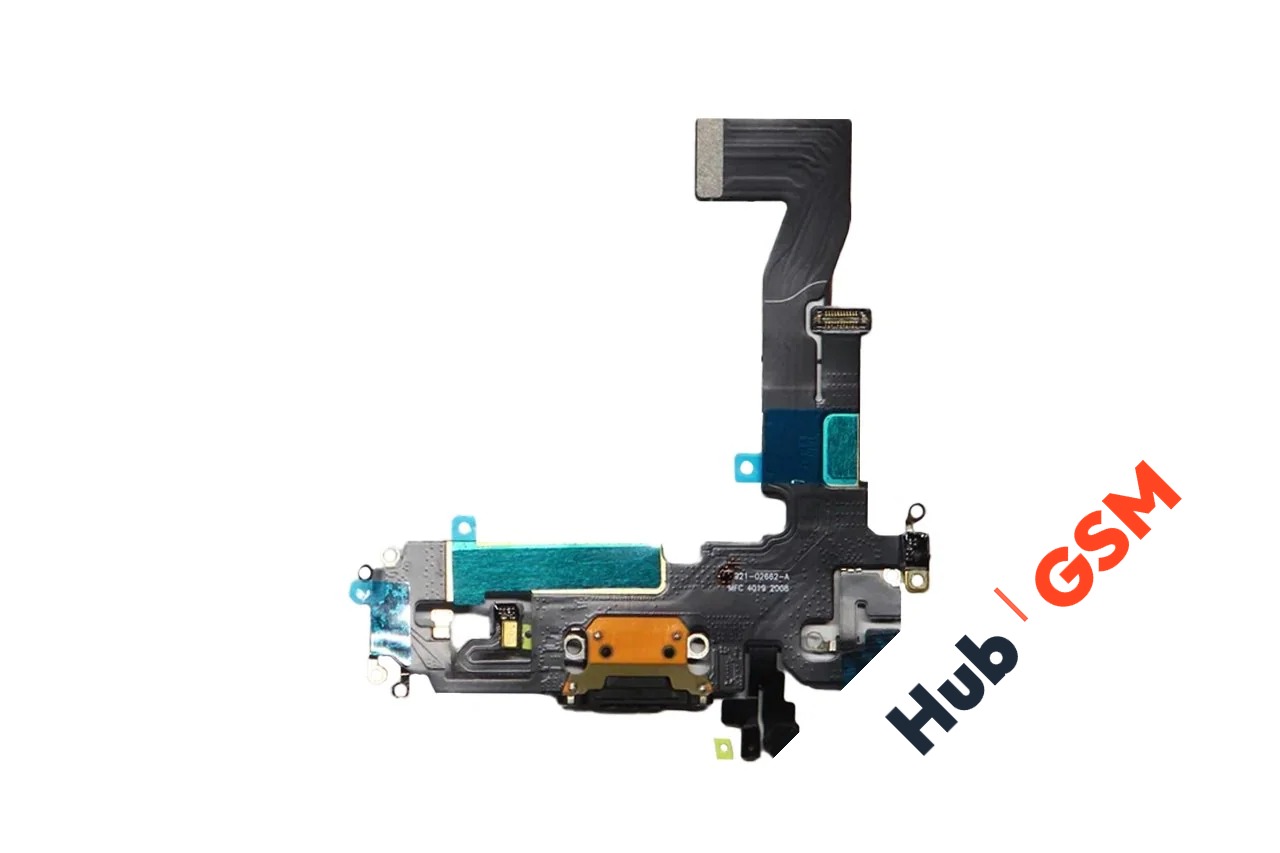 Шлейф с разъемом зарядки iPhone 12 / 12 Pro Оригинал IC (Черный)