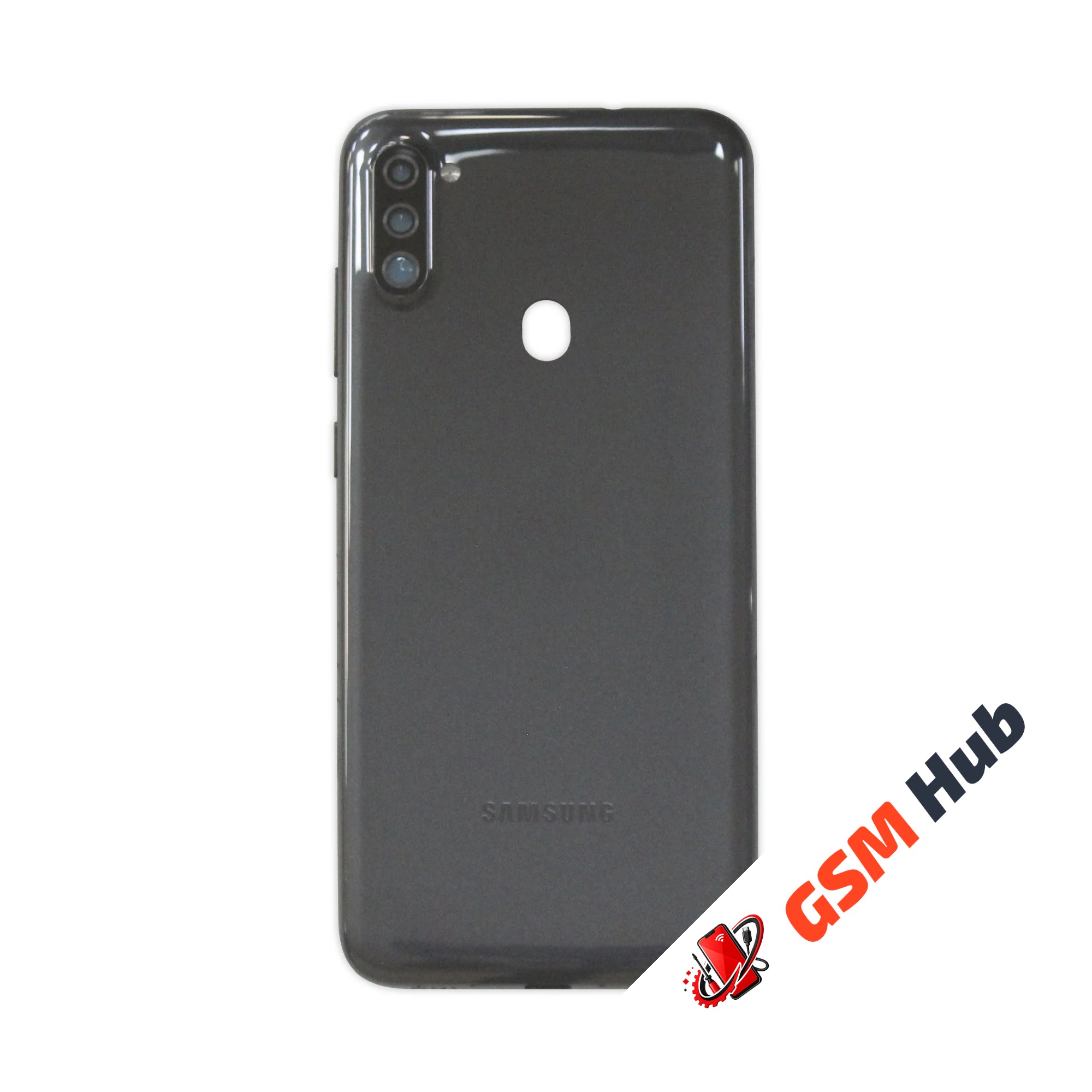 Задняя крышка Samsung Galaxy A11 (А115F) (Черный) (Со стеклом камеры) Premium