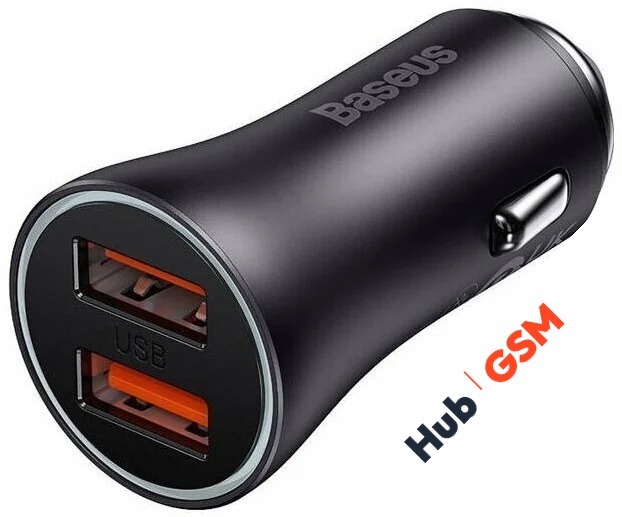 АЗУ Baseus Golden Contactor Max Dual (Быстрая зарядка) (USB A +USB A) (60W) (Dark Gray)