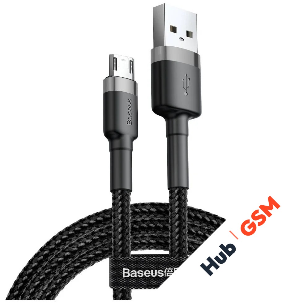 Кабель Baseus cafule USB For Micro (2.4A) (0.5m) (Серый/Черный)