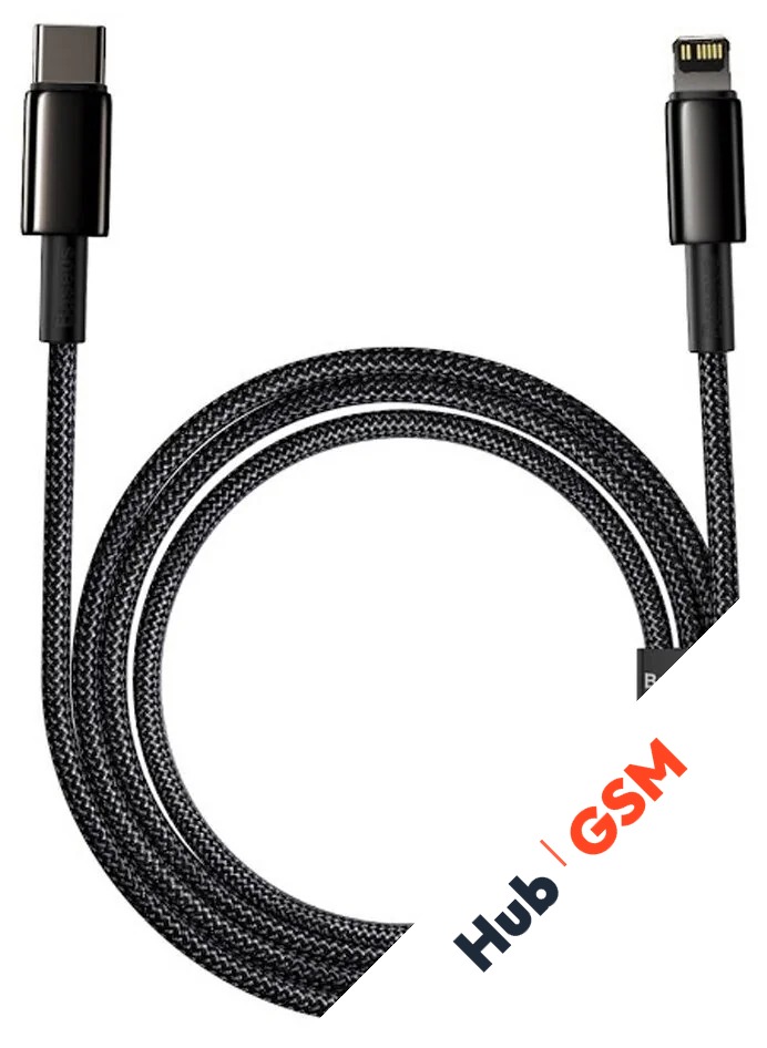 Кабель Baseus Tungsten Gold (Быстрая зарядка) (USB-C / Lightning) (PD 20W) (2m) (Черный)