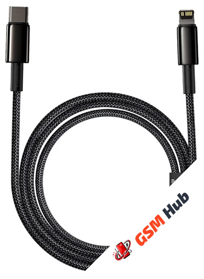 Кабель Baseus Tungsten Gold (Быстрая зарядка) (USB-C / Lightning) (PD 20W) (2m) (Черный)