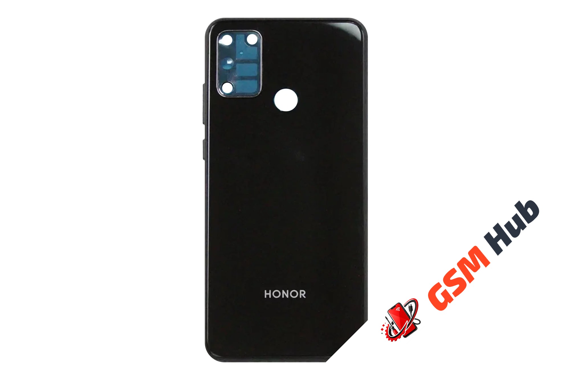 Задняя крышка Honor 9A (MOA-LX9N) (Черный) (Со стеклом камеры) Premium