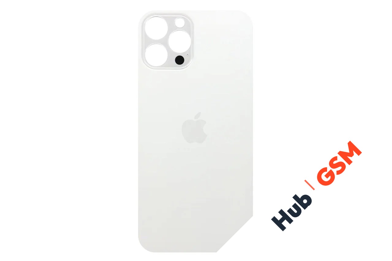Задняя крышка (стекло) Широкий вырез iPhone 12 Pro Max (Silver)