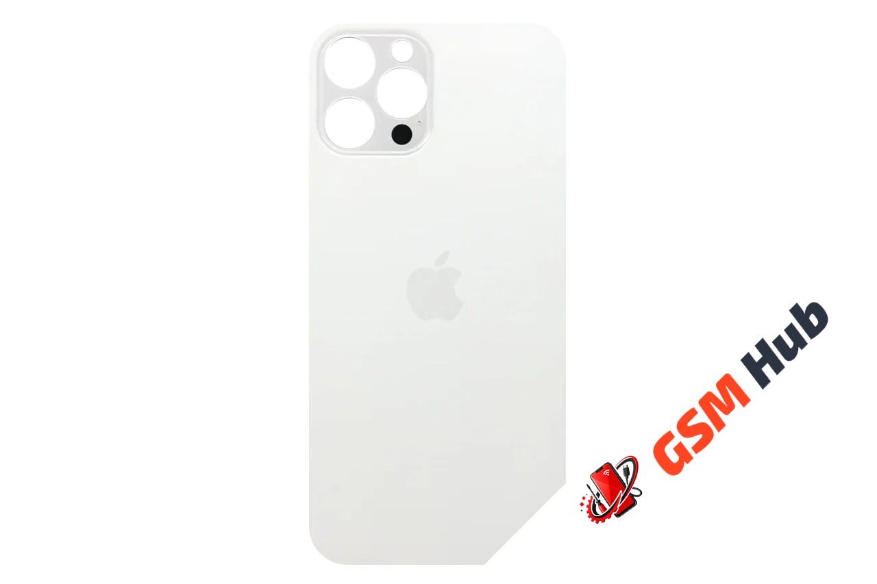 Задняя крышка (стекло) Широкий вырез iPhone 12 Pro Max (Silver)