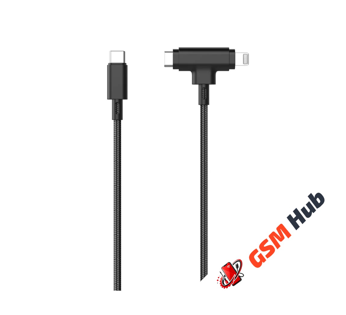 Кабель MangoTek RCA205 (Apple MFI) (2 in 1) (USB-C to USB-C / Lightning) (Нейлон) (Black)
