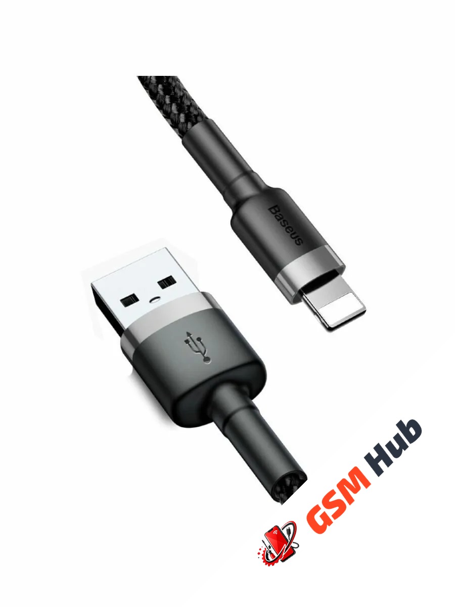 Кабель Baseus cafule (USB - Lightning) (2.4A) (0.5m) (Серый/Черный)
