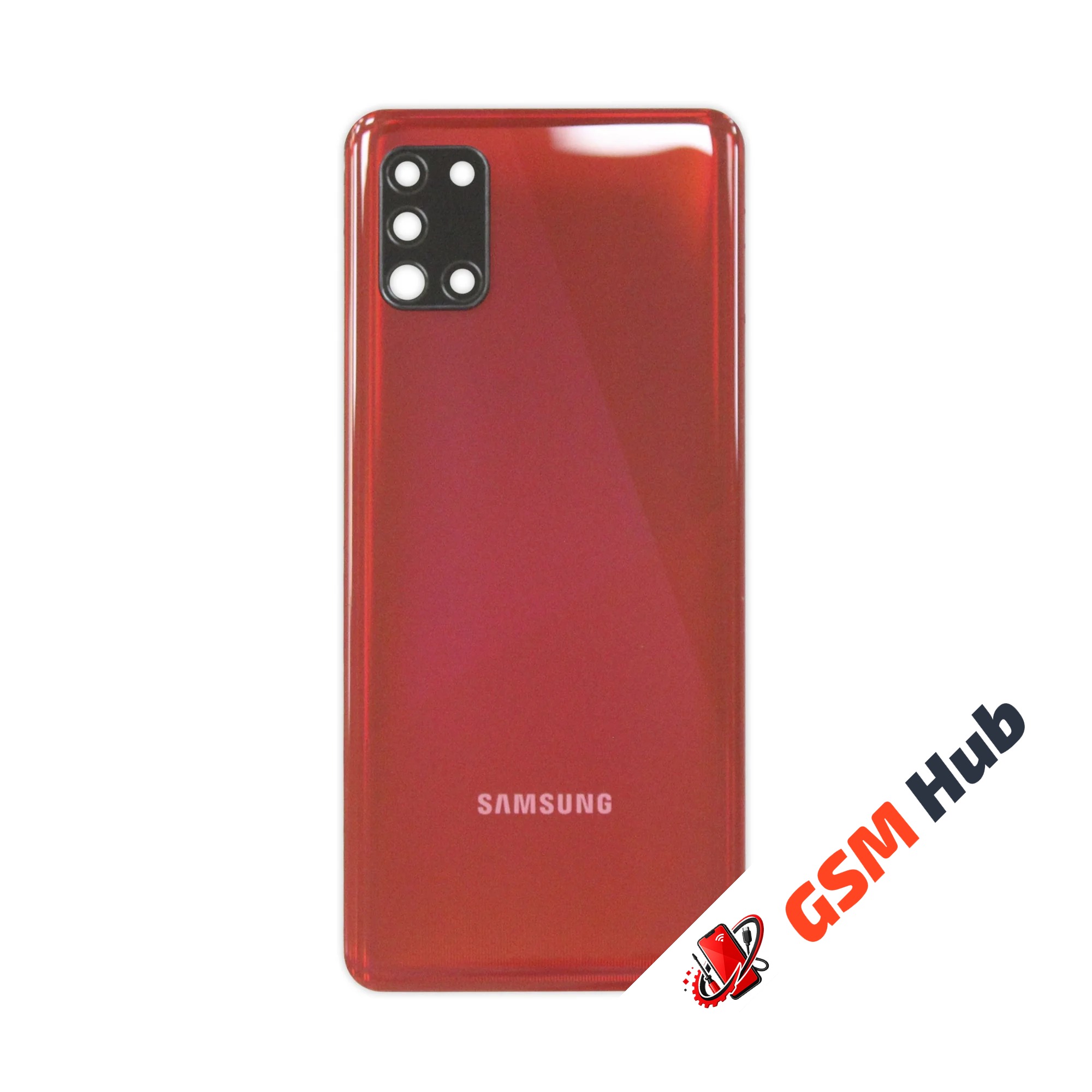 Задняя крышка Samsung Galaxy A31 (A315F) (Красный) (Со стеклом камеры) Premium