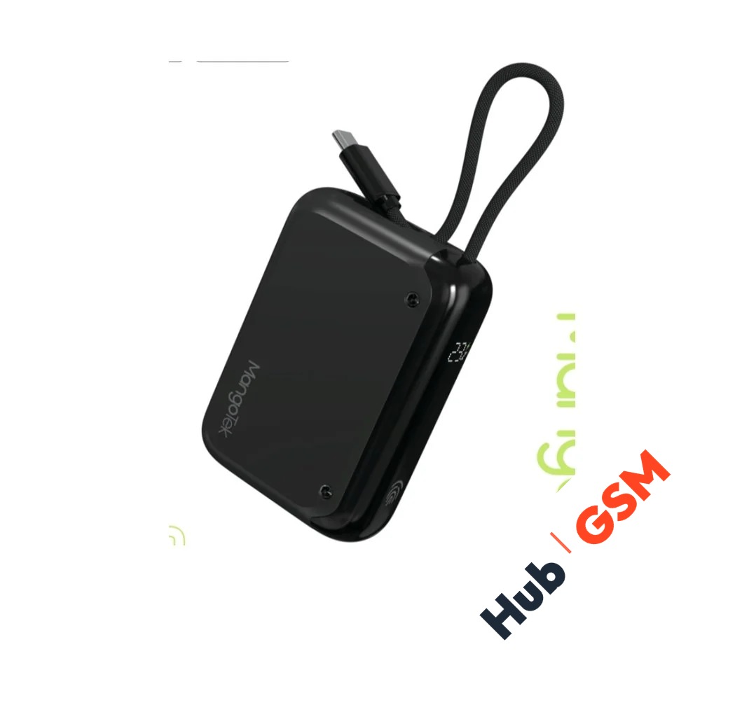 Внешний аккумулятор MangoTek CP01C (10000mAh) (30W) (Встроенный кабель USB-C) (Black)