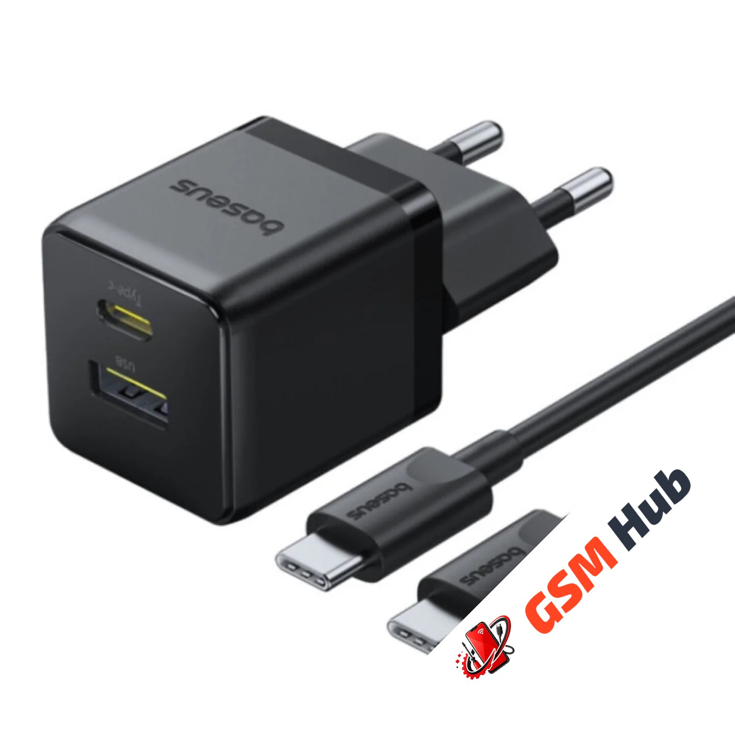 СЗУ Baseus Palm (C+U 30W EU) (Быстрая зарядка) (С кабелем USB-C to USB-C 60W (20V/3A) (Черный)