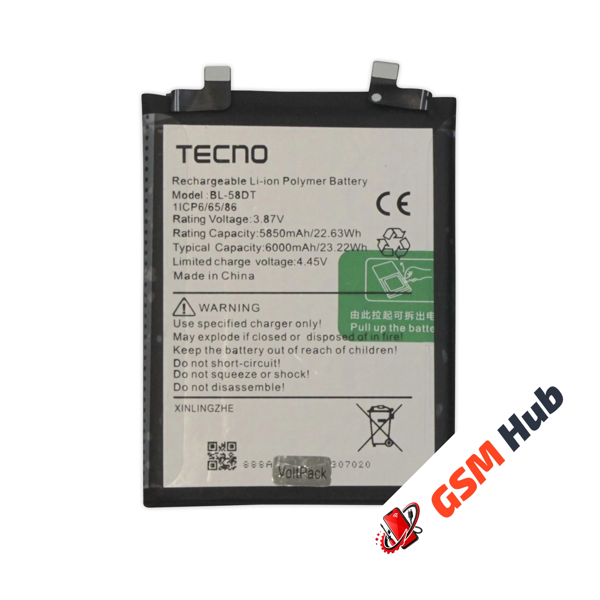 Аккумулятор Tecno Pova 4 Pro (BL-58DT) 5850 / 6000 mAh VoltPack