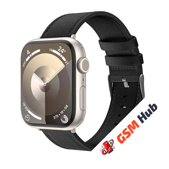 Ремешок кожаный Benks Watch (42/44/45/49mm) (Черный)